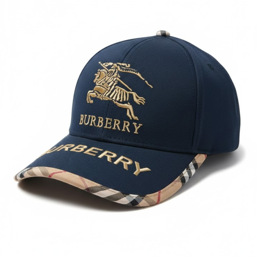 Burberry Signature Check Baseball Cap – Navy Heritage Edition